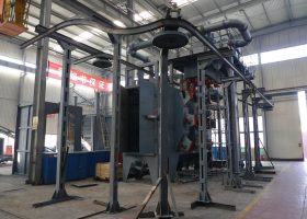 剛剛將一臺發(fā)往上海的懸鏈通過式拋丸機安裝完畢！大喜！